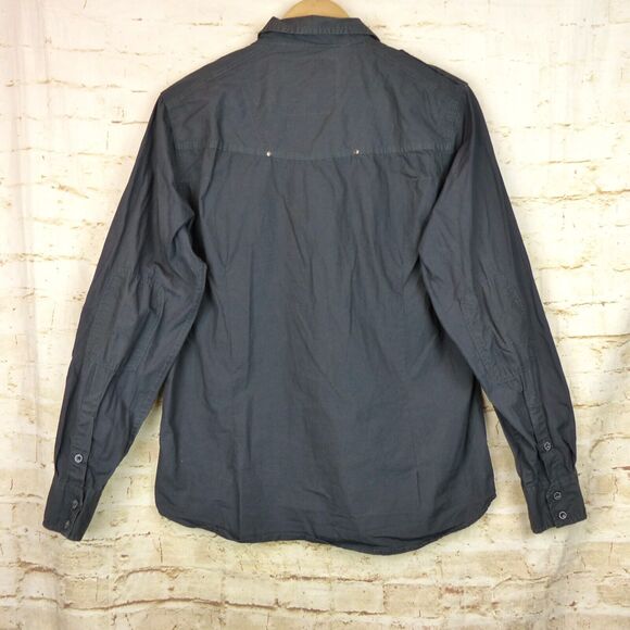 Dissident Shirt Mens L Gray Long Sleeve Button Military Utility Pockets Rock Y2K - Picture 2 of 12